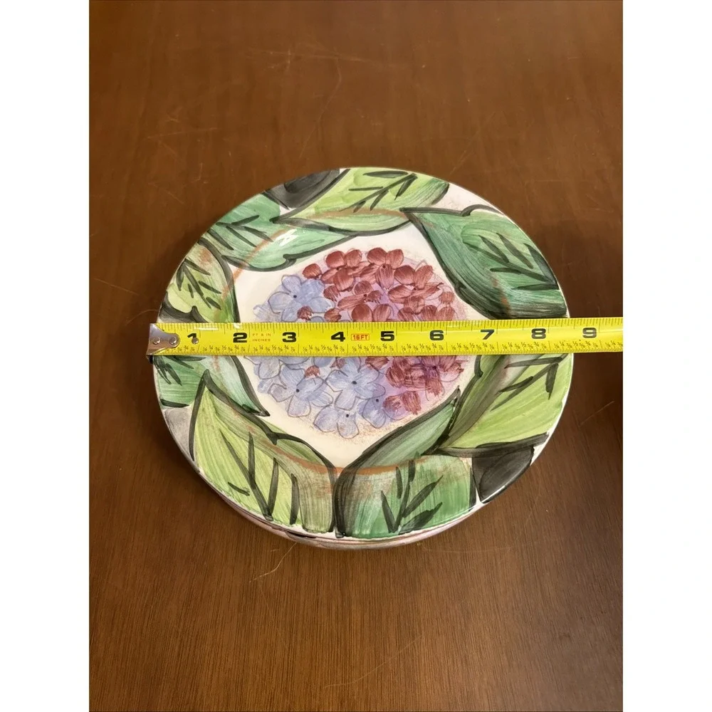Four Rare Vintage Italian Artist Cristina Fortini Hand Painted Hydrangea Plates